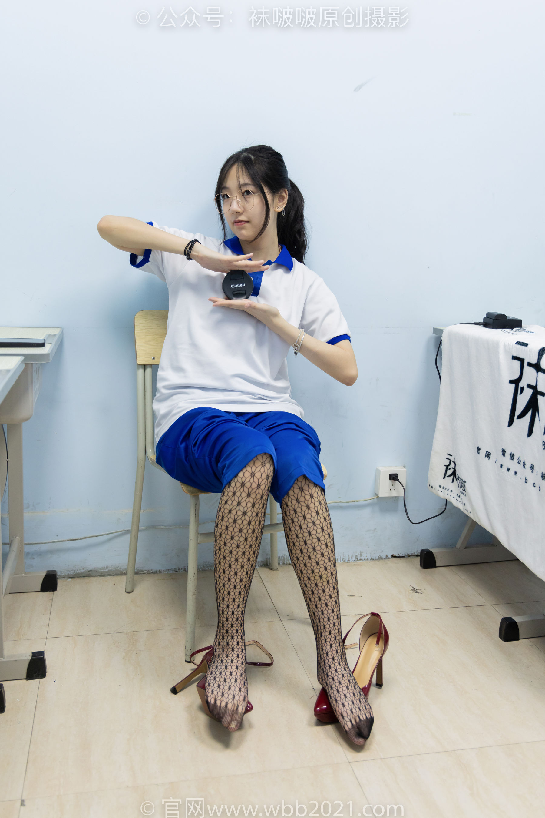 BoBoSocks袜啵啵 No.375 小甜豆 -高跟鞋、黑色蕾丝网袜、校服裤里丝