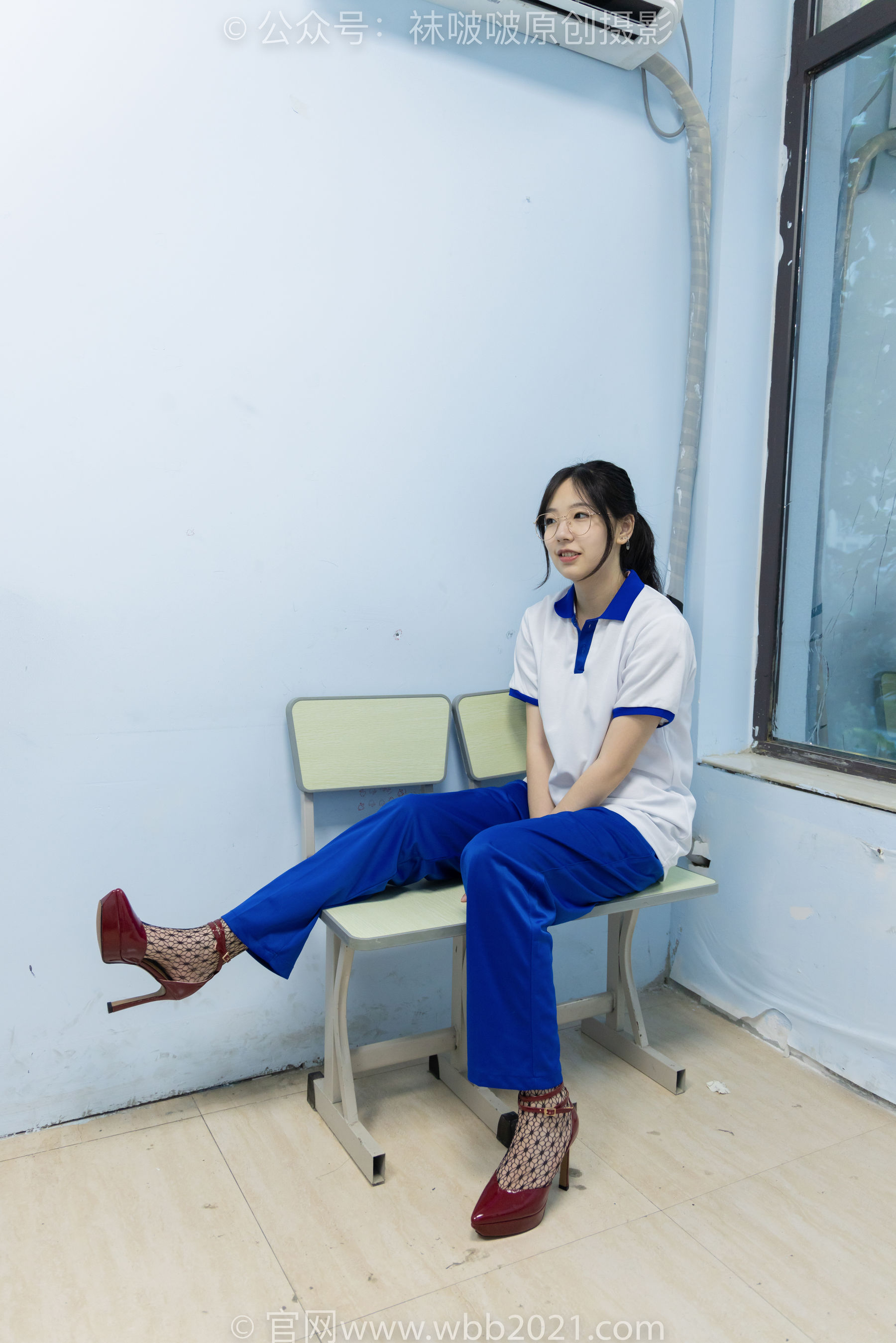 BoBoSocks袜啵啵 No.375 小甜豆 -高跟鞋、黑色蕾丝网袜、校服裤里丝