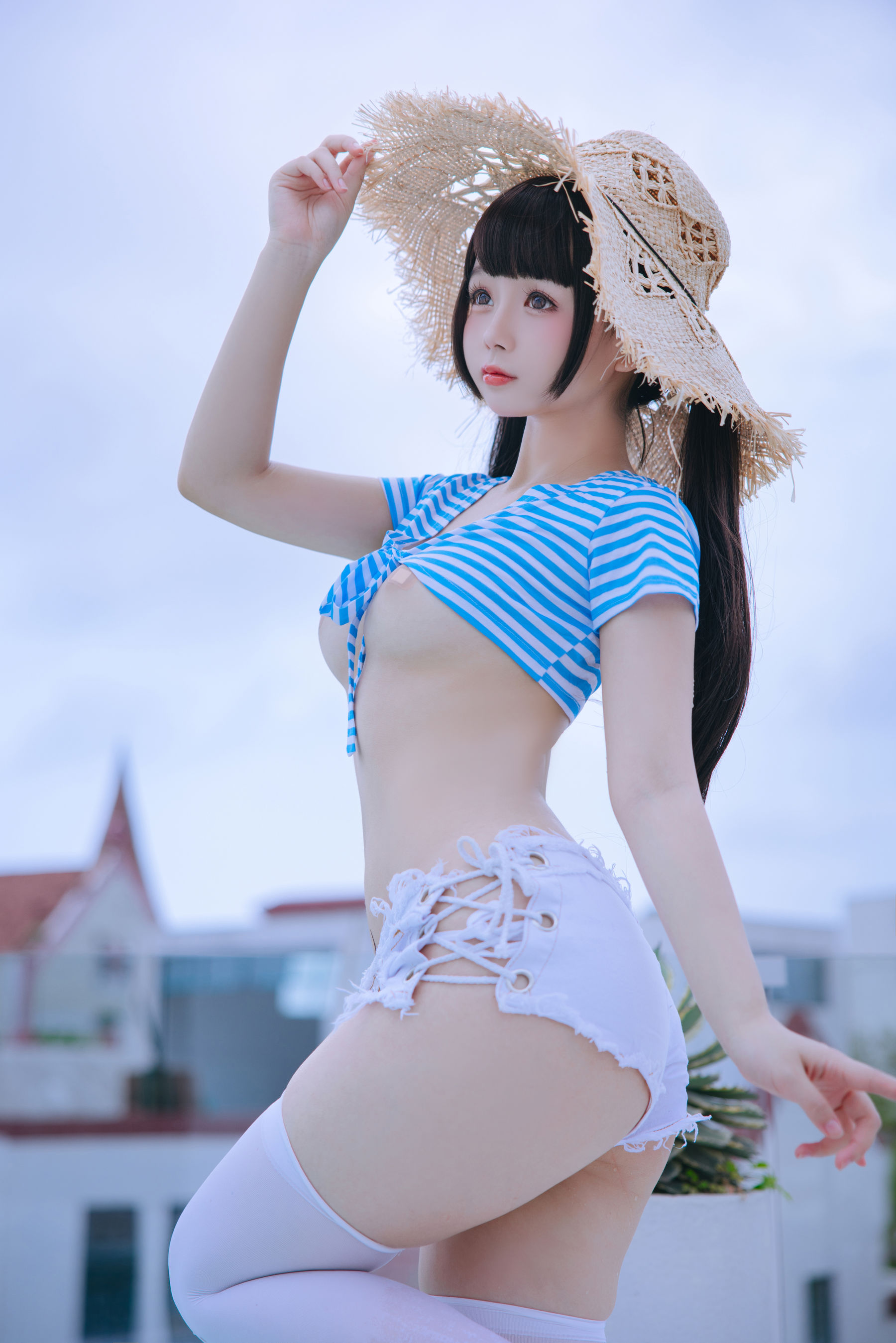 Cosplay 日奈娇 - 蓝白条