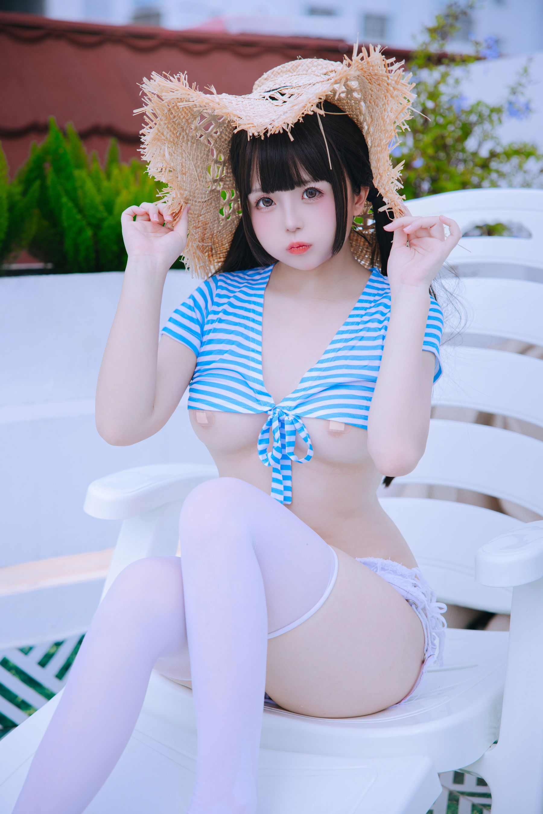 Cosplay 日奈娇 - 蓝白条