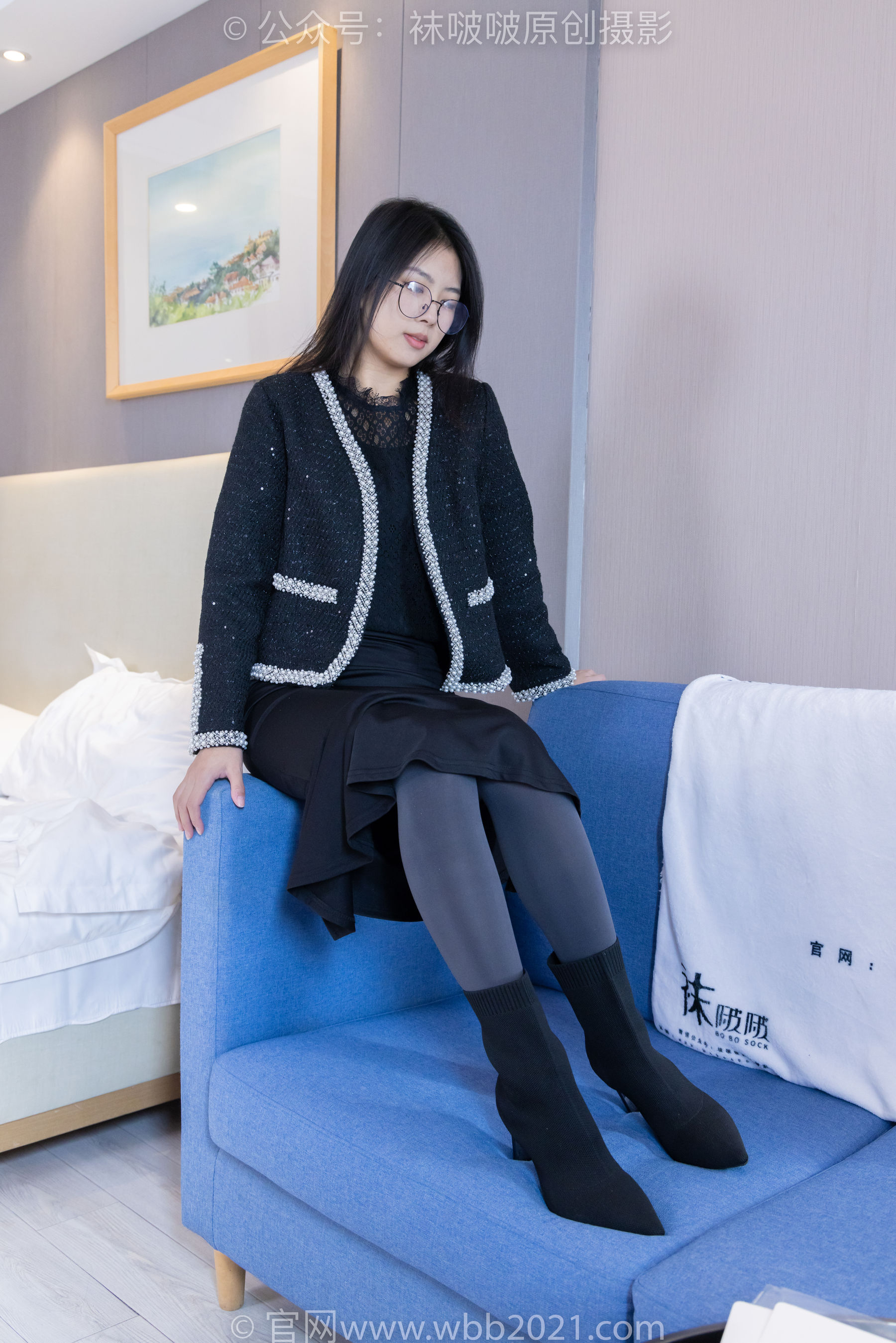 BoBoSocks袜啵啵 No.378 奶油 -短靴、运动鞋、厚黑丝、厚灰丝