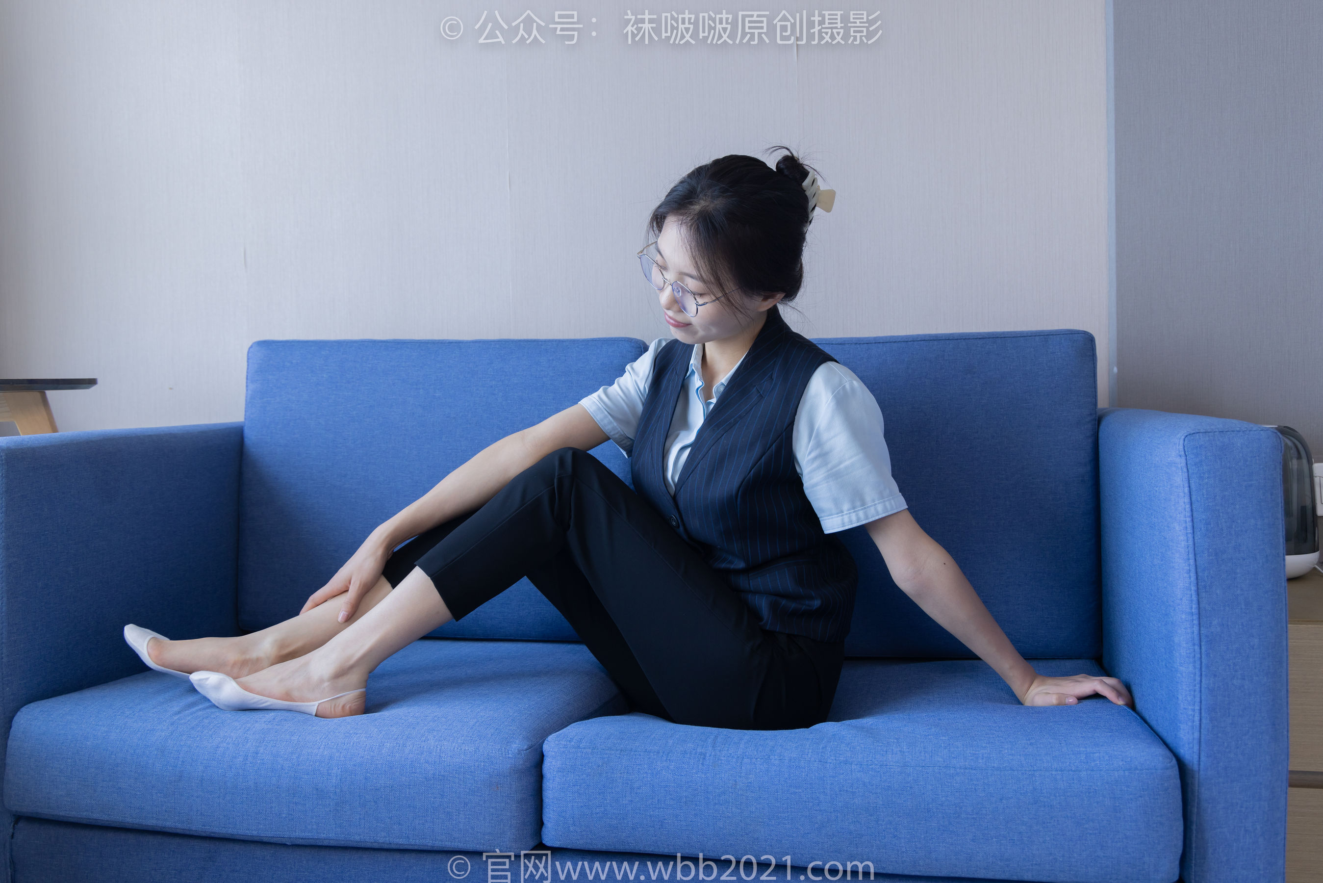 BoBoSocks袜啵啵 No.413 芝士 -高跟鞋、白色吊带船袜、银行制服