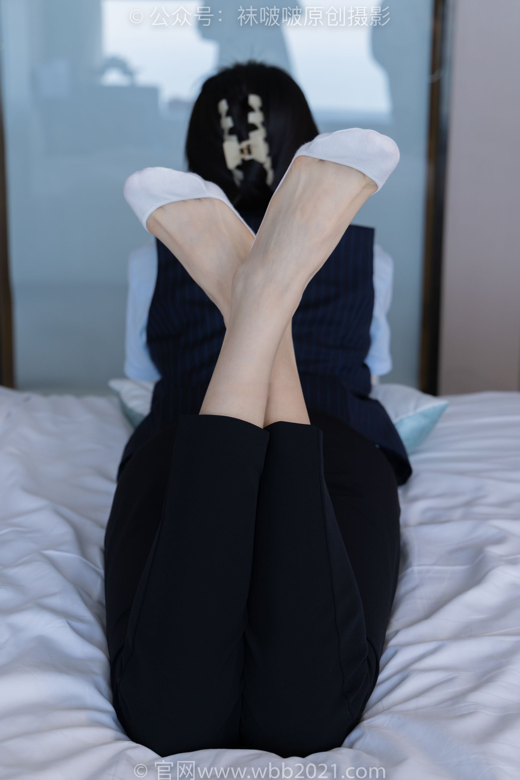 BoBoSocks袜啵啵 No.413 芝士 -高跟鞋、白色吊带船袜、银行制服